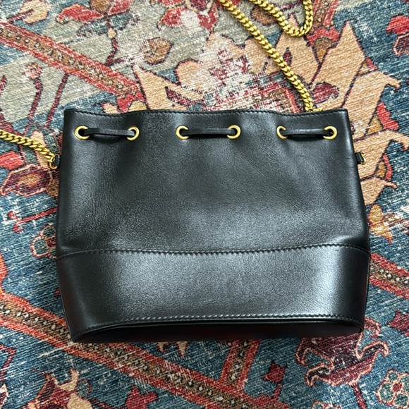 Valentino Garavani VLogo Mini Bucket Bag Black Nappa Leather Gold Chain - Picture 12 of 15